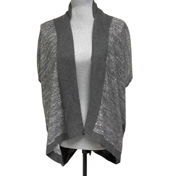 ANN Taylor LOFT oversized Gray Long Knit Cardigan Vest Sweater, size M - Picture 1 of 6